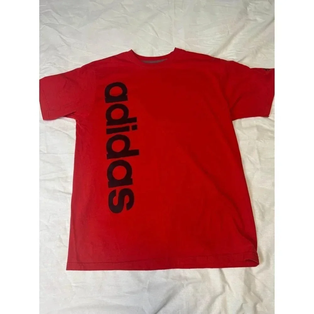 adidas Men's Short Sleeve T-Shirt Red Size Large #0450